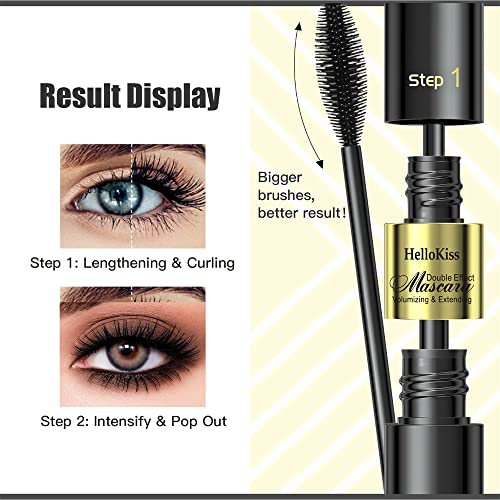 2 Brushes Mascara, 2 in 1 Mascara For Natural Lengthening And Thickening Effect,Waterproof Extra Long Lash Eyelashes,Thick,Voluminous Eyelashes, Long Lasting, Smudge-proofï¼1 Pcsï¼ - Image 8