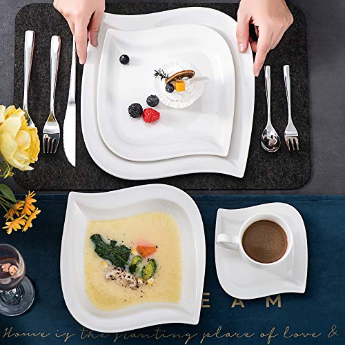 MALACASA serie Elvira Vajillas de Porcelana, 60 Piezas, Juego de Café, con 12 Tazas, 12 Platos Llanos, 12 Platos, 12… - Imagen 7