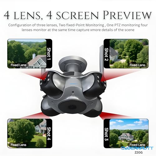 Image of XUGA Cybernautt Z20G 4 Lens WiFi Outdoor Camera | Premium 4-lens panoramic coverage with high-speed WiFi network connection. Active outdoor security and weatherproofing.