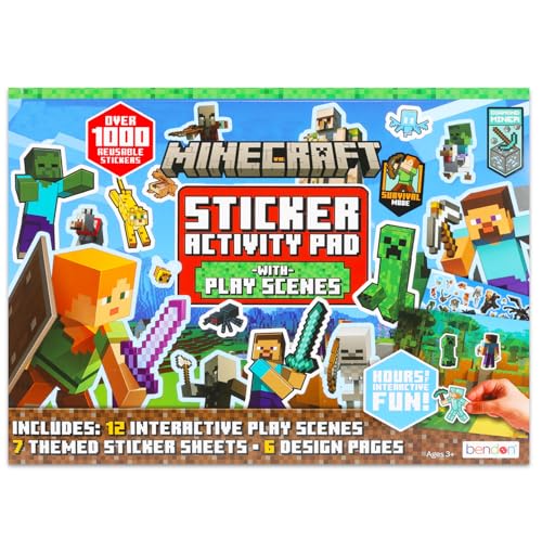 Minecraft Ultimate Sticker Activity Pad - 1000+ Reusable Video Game Minecraft Stickers with Chicken...