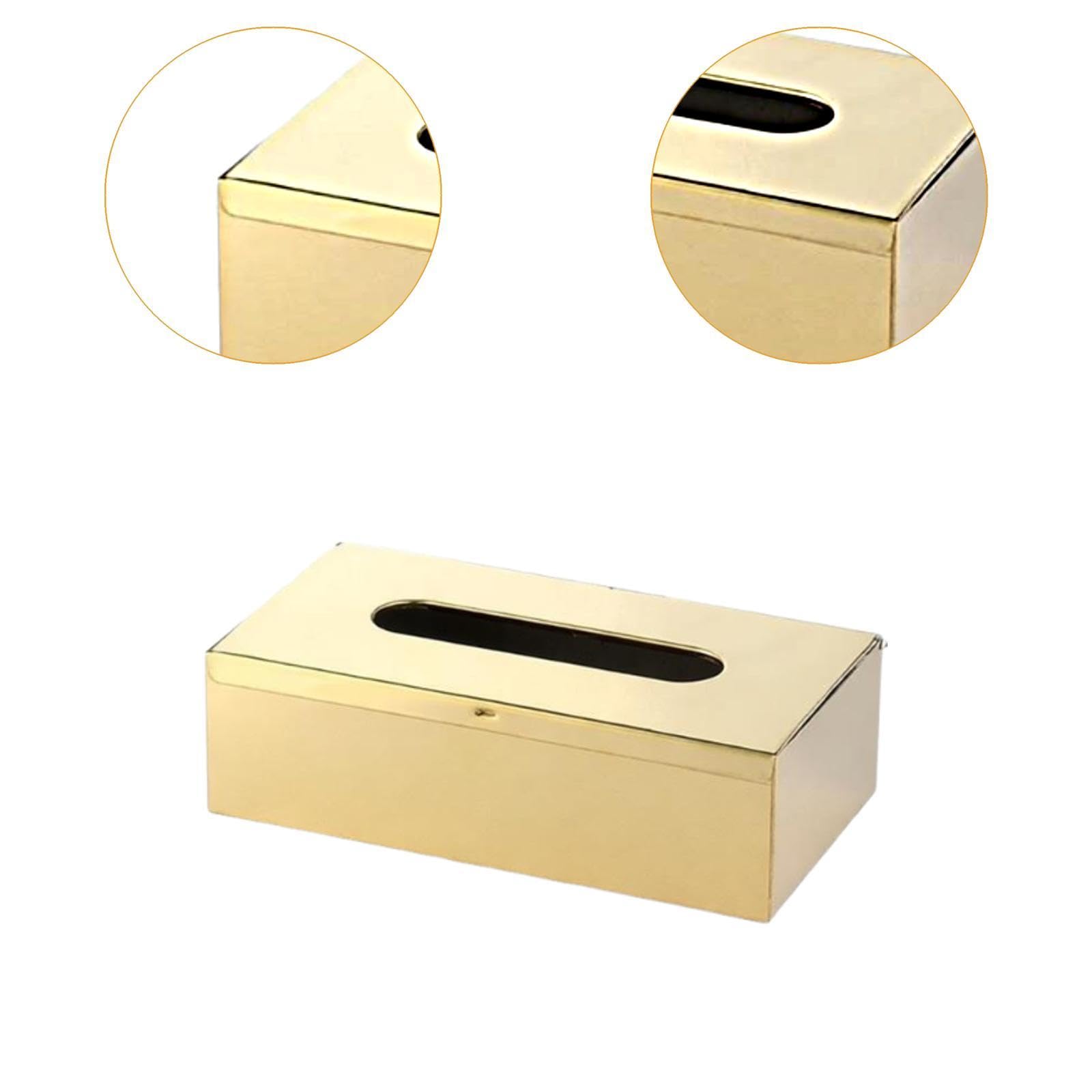 Caja de Pañuelos de Acero Inoxidable Resistente a La Corrosión, Dispensador de Servilletas Rectangular, Almacenamiento Práctico para Manteles Individu, Gloden, Individual