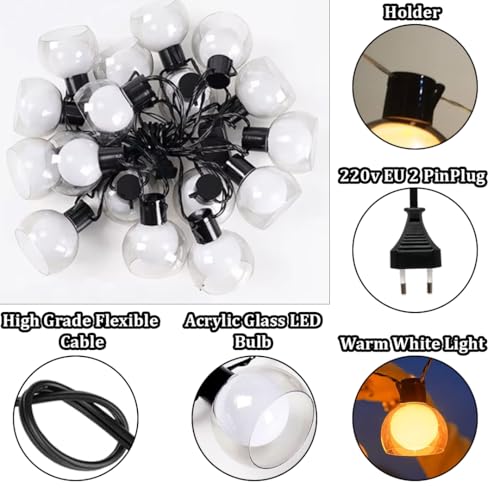 Image of fizzytech Bubble Ball LED String Lights, 20 LED 10 Meter Warm White Copper Wire Fairy Lights for Window, Wall, Garden, Diwali, Christmas, Wedding and Home Decoration