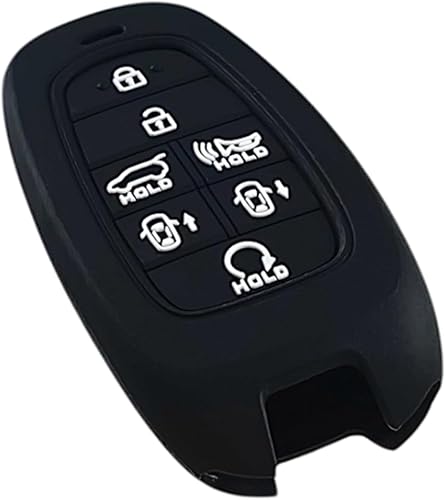 Miniatura 5 de Funda de goma de silicona para llavero compatible con 7 botones 2019-2023 Hyundai Sonata Nexo 2022 Hyundai Tucson 2023 Palisade Santa Fe (negrorosa)