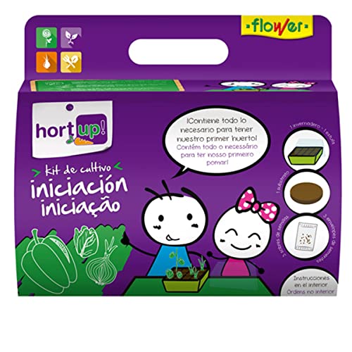 Flower - Kit de Cultivo de Iniciación | Fácil de Usar | Semillas de Lechuga Romana, Cebolla Babosa y Pimiento Dulce | Ideal para Huerto en Casa | Plástico, 18.5x15x14.5 cm
