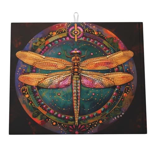 Tappetino Scolapiatti Vintage Mandala Dragonfly Tappetini Bancone Cucina Assorbente Tappetino Scolastoviglie Per Cucine Piani Ripiano Per Cucchiai 46X61Cm
