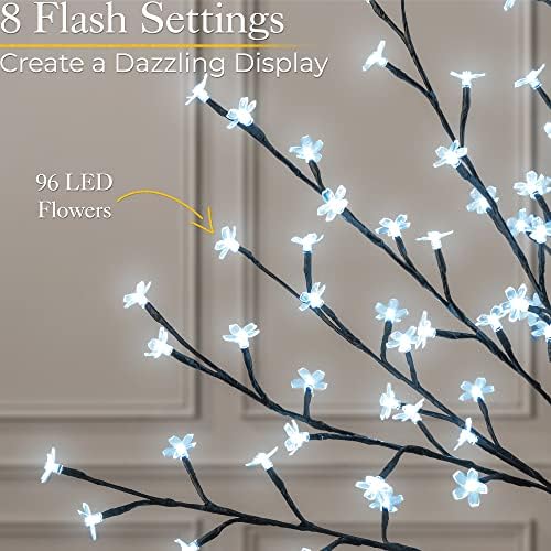 CHRISTOW Cherry Blossom Tree 96 LED Light Up Indoor Outdoor Christmas Decoration With Stand 150cm / 5ft (White)