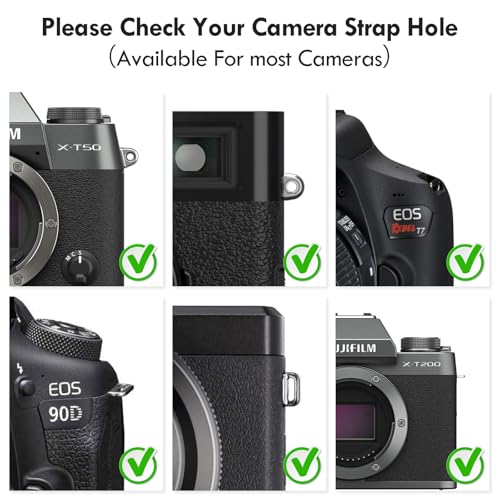 [VOVMOEYA] カメラストラップ、カメラネックストラップ 三角リング付き for Fujifilm/for Nikon/for Canon/for Sony/for Panasonic ショルダーストラップ Fuji X-T50用 コンパクトカメラ用 一眼レフ ミラーレス デジカメ用 全長105-126cm おしゃれ 斜め掛け 首掛け 落下防止 PUレザー テクスチャ感-グレー