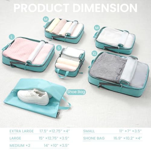 Image of BAGAIL 6 Set Ultralight Compression Packing Cubes Packing Organizer for Travel Accessories Luggage Suitcase Backpack