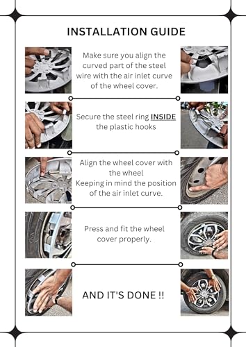 Image of by Prigan Wheel Cover for Linea 15 Inch Silver Black Wheel Cap (Available in 13,14,15,16 Inch) (Set of 4 Pcs) (Press Fitting) Model- Drive Silver Black-15