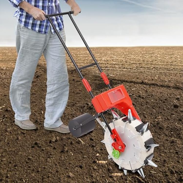 Precision Manual Seeder Planter,Hand Push Garden Roller Seeder,Row Planter Fertilizer Applicator for Corn Soy Peanut Cotton Soybean