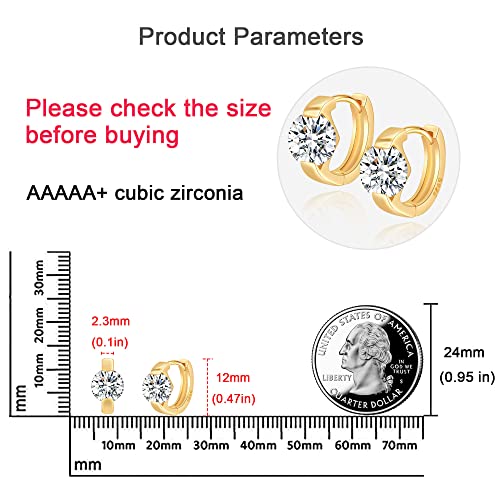 Small Gold Hoop Earrings for Women 14k Real Gold Plated Cubic Zirconia Huggie Earrings Tiny Cute Cartilage Hypoallergenic Earrings Jewelry Gifts for Women2