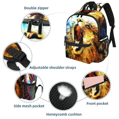 Sac à dos léger lion rugissant équipé de poches latérales filet - 3