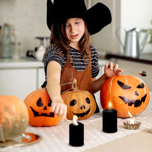 Yusevot 8-2*3 BLACK PILLAR Unscented Black Pillar Candles thumb #2