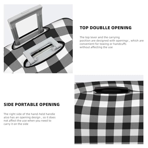 Travel Luggage Cover Protector - Black White Plaid Anti-Scratch Suitcase Covers Fits 18-32 Inch Luggage3