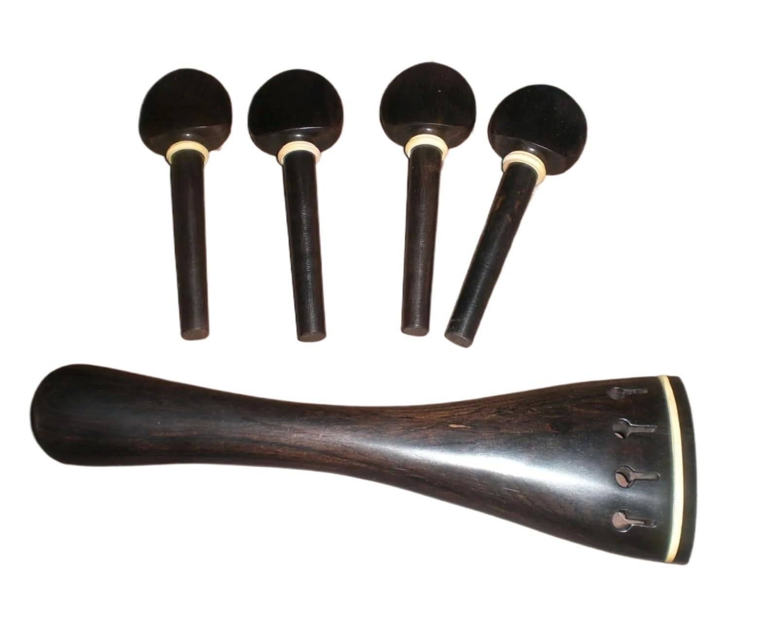1 set di raccordi for violoncello in ebano con 1 cordiera e 4 piroli for violoncello 4/4