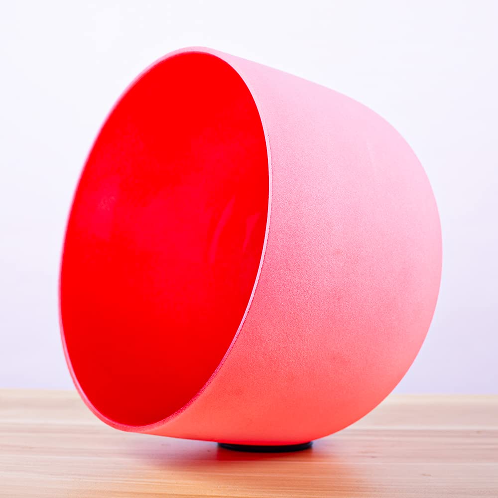 Campana tibetana in cristallo di quarzo per meditazione, yoga e relax, colore rosso satinato, 432 Hz, chakra della radice, 20,3 cm