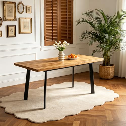 Image of Modern 63 inch-78.7 inch Extendable Rectangular Dining Room Table, Walnut