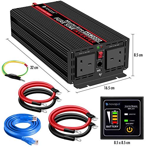 Novopal Pure Sine Wave Power Inverter 2000 Watt /4000w 12V DC to 110V/120V Car Inverter with Remote Control for Laptops,Emergency,Camping and Home,RV etc