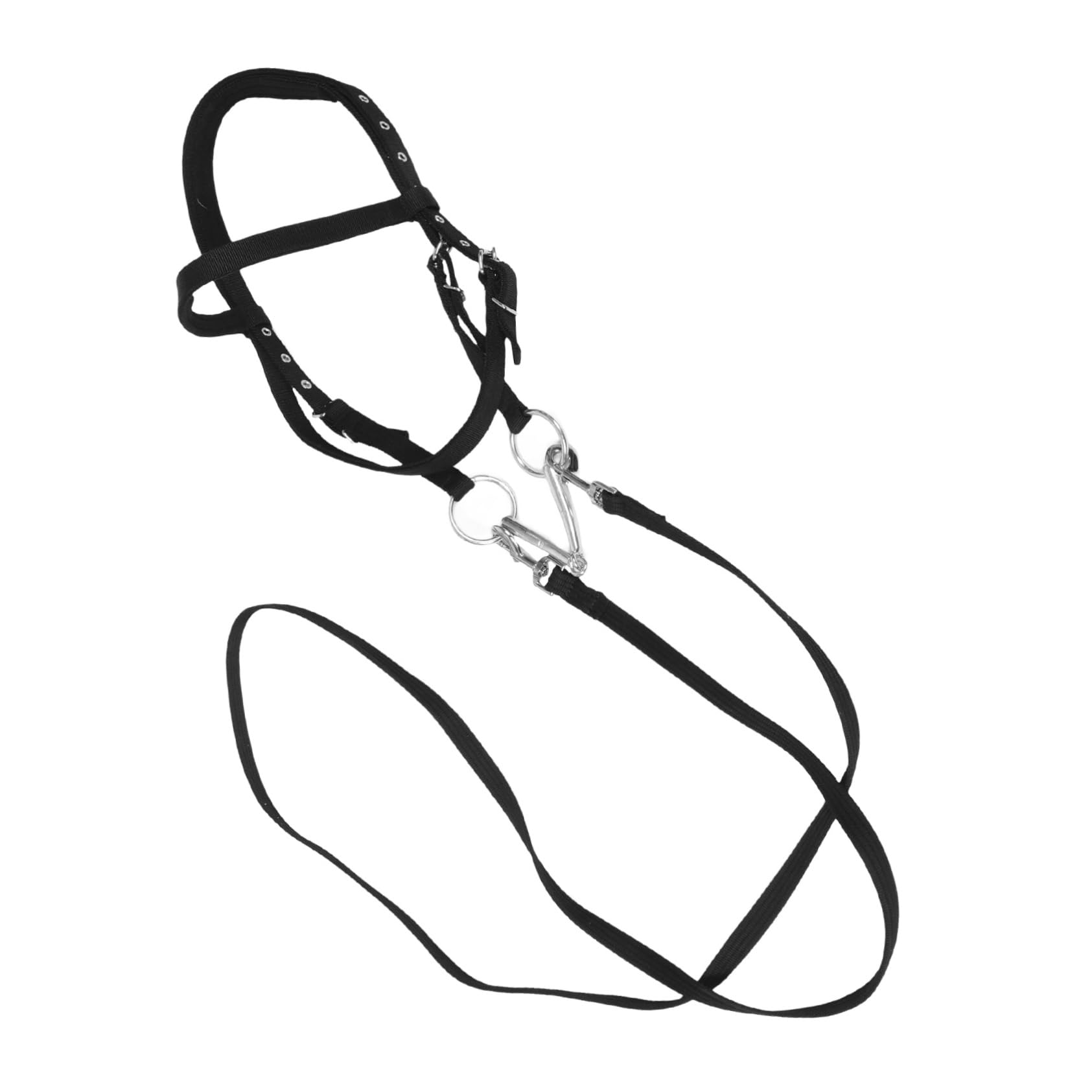 Cabestro de Cuerda para Caballos Grande de Nailon Negro | Entrenamiento y Equitación, Apto para Caballos de Tamaño Pequeño, Diseño Cómodo Antimordida