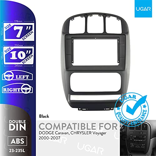 UGAR 7 inch / 10 inch Compatible for Dodge Caravan, Chrysler Voyager 2000-2007 Radio Stereo Dash Installation Mount Kit