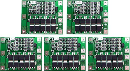 TECNOIOT 5pcs 4S 40A 14.8V 16.8V 18650 Lithium Battery Protection Board BMS PCB
