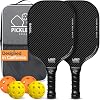 BAGAIL Pickleball Paddles, USAPA Approved Fiberglass Surface Pickleball Set, Lightweight Pickle Ball Rackets with 4 Balls, 1 Bag, Designed in California for Traction and Stability