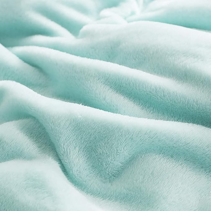 Image of Amazing Super Soft Double Bed Woollen Quilt Cover, 310TC Warm Duvet Cover, Woolen Duvet Cover /Rajai Cover /Blanket Cover /Quilt Cover King Size=90x100 Inches, Winter Blanket Cover (Aqua)