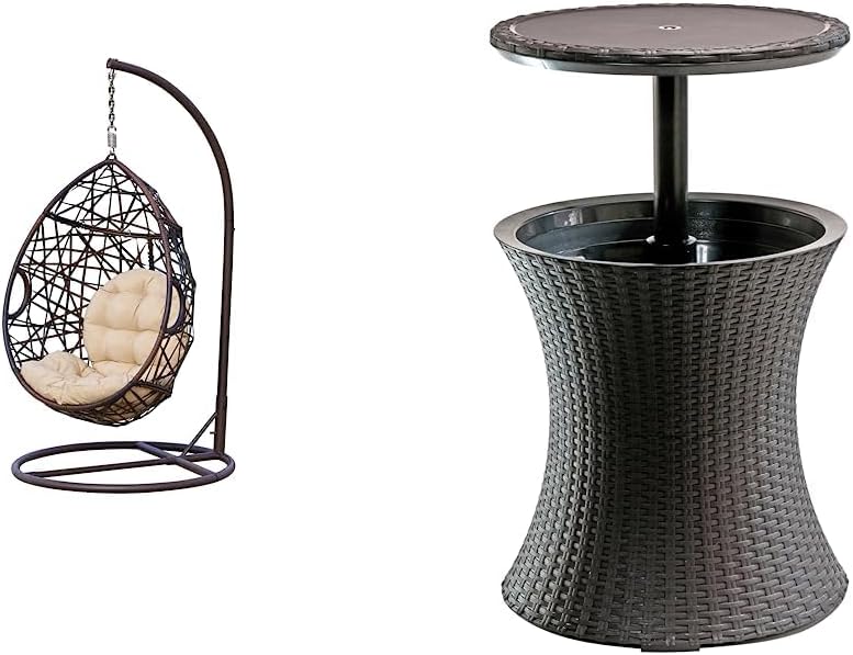 Christopher Knight Home CKH Wicker Tear Drop Hanging Chair, Brown & Keter Pacific