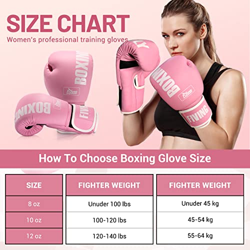 Fiving Pro Style Boxing Gloves For Women, Pu Leather, Training Muay Thai,Sparring,Fighting Kickboxing,Adult Heavy Punching Bag Gloves Mitts Focus Pad Workout For Ladies #TOP6