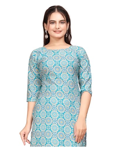 Image of Women's Straight Fit Printed Crepe Kurta, Casual Wear Kurti Design No 181