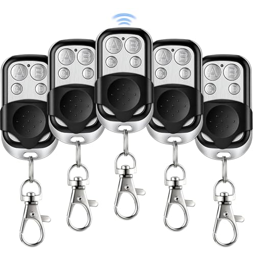 5 Piezas Mando Garaje Universal 433MHz, Mando Garaje Clonador con 4 Botones, MandoPuerta Garaje Codigo Fijo, MandoDistancia Garaje, MandodeGaraje, MandoParking para Puerta deGaraje Automática