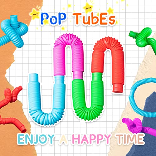 Milaloko Fidget Pop Tube Toys for Kids and Adults,Pop Multi-Color Tubes Sensory Toy - 4 Pack - Image 3