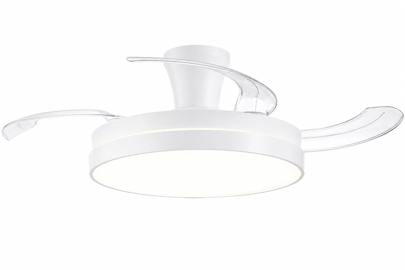 DUPI Ventilador de techo retráctil POWER AIR BLANCO con LED regulable 3000K-6000K, Motor DC silencioso, 6 velocidades, aspas ocultas, modo verano/invierno y mando a distancia