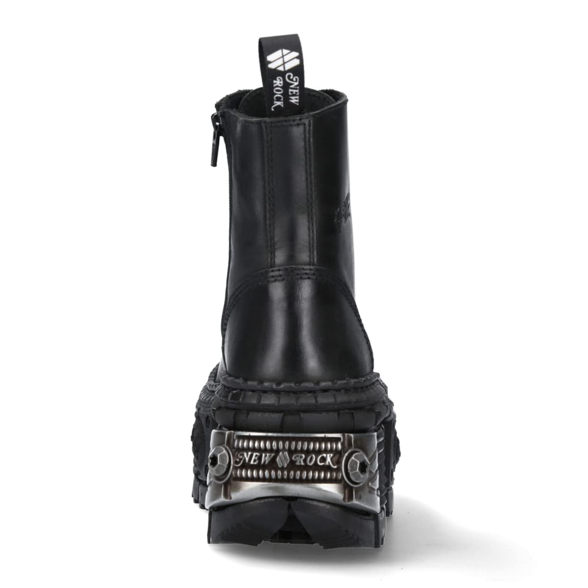 Stivali Unisex NEW ROCK Suola TANK con cerniera Colore Nero pelle/Unisex Black Boots Leather Zip M.WALL083C-S4