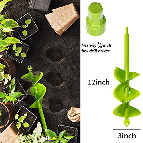 image for TCBWFY Garden Planting Auger 3x12Inch,Heavy Duty Extensive Spirals,Rap