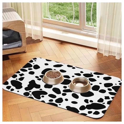 Dalmatian Graphic Dog Food Mats for Floors Absorbent, Pet Cat Food Mat - Non Slip Dog Bowl Mats for Food and Water Pet Supplies 30x45cm