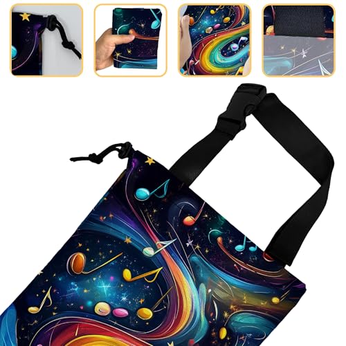 Image of Colorful Music Notes Galaxy Car Garbage Bag, 5.1L Rectangular, Drawstring, Foldable, for Cars, Trucks, SUVs, RVs
