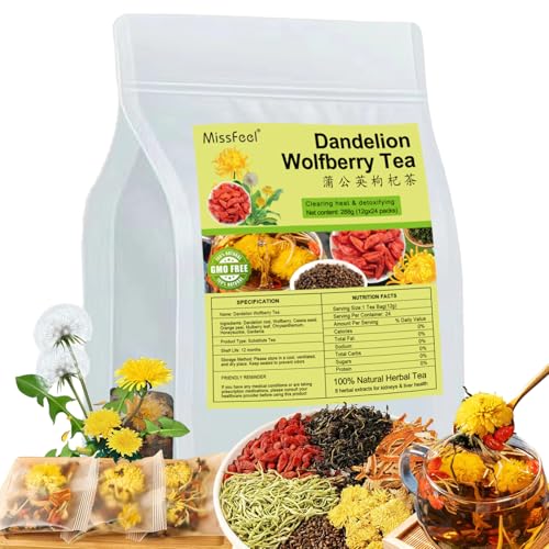Dandelion Wolfberry Tea, 24 Pcs Natural Kidney& Liver Detox 