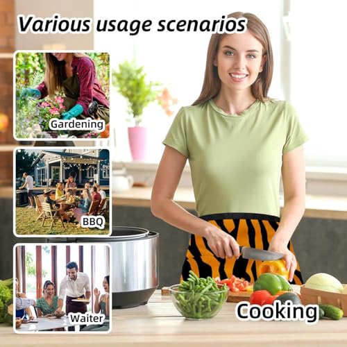 Demi-tablier de cuisine résistant avec 3 poches de rangement