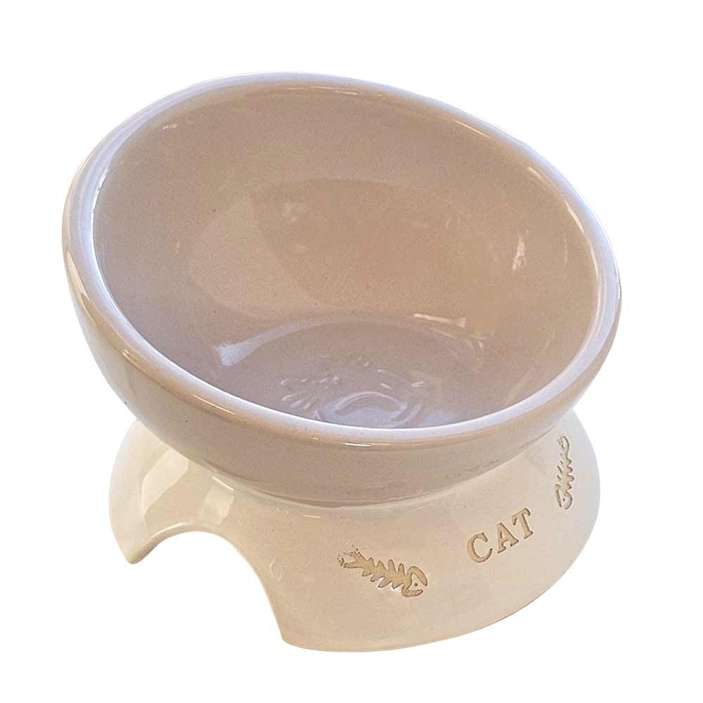 Nobby Cat Ceramic Bowl Raised Cat Cream Diameter 13.5 x 9 cm, 250 ml