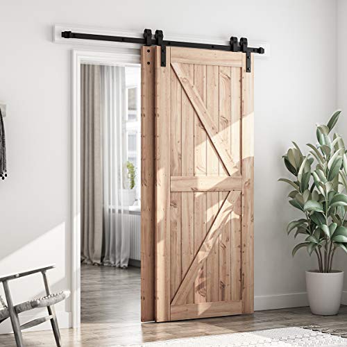 image for SMARTSTANDARD 6 Feet Bypass Sliding Barn Door Hardware Kit - for Doubl