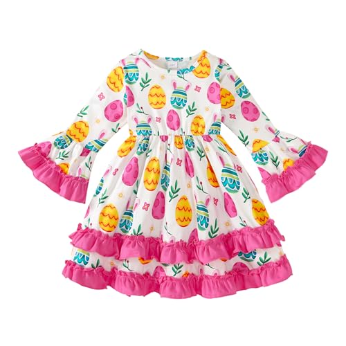Little Girl Easter Dress Rabbit Outfit Flared Sleeve Ruffled Dresses 3-7 Years