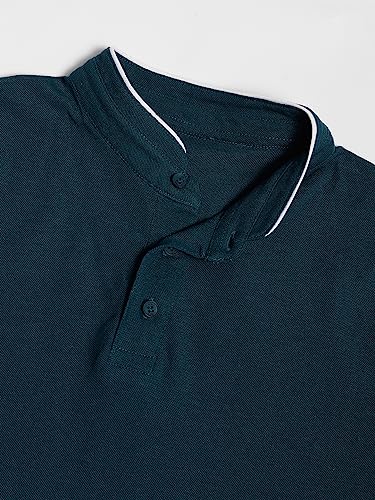 Image of Dennis Lingo Men's Cotton Solid Stand Collar Regular Fit T-Shirt