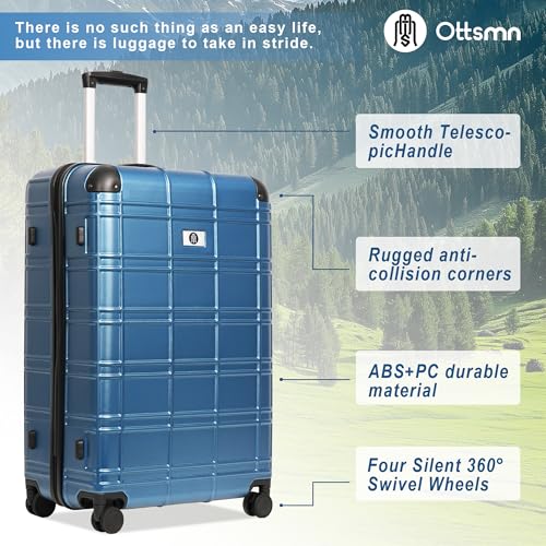 Luggage Sets 4 Piece, ABS PC Lightweight Suitcases with Wheels, Hardshell Luggage Sets Carry on Luggage with TSA Lock Blue (12in 20in 24in 28in)4