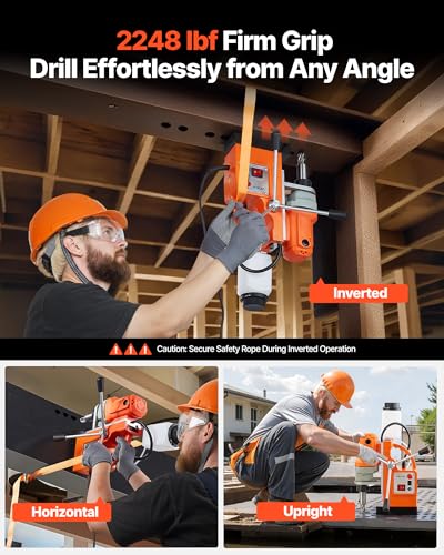 VEVOR Magnetbohrmaschine 1200 W 38 mm Bohrdurchmesser, 10000 N Power Mag Bohranlage, 900 U/min Drehzahlen mit Weldonschaft & effizienter Kühlung, für Metalloberflächen Industrie Heimwerker