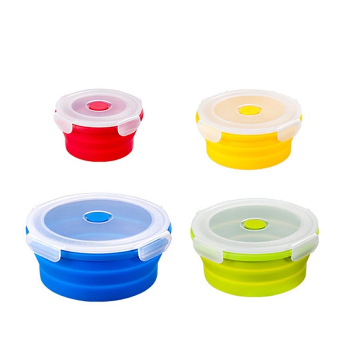 POPETPOP Contenitore Pranzo 4 Pezzi Rotondo in Silicone Pieghevole