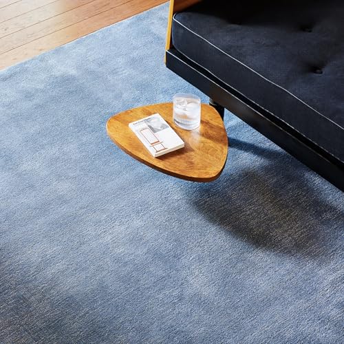 Image of Nuloom Speckled Denim Solid Flatweave Wool Runner Rug, 2' x 8' | Nuloom Speckled Solid 2' x 8' Wool Runner Rug for Living Room Bedroom Dining Room Entryway Hallway, Denim