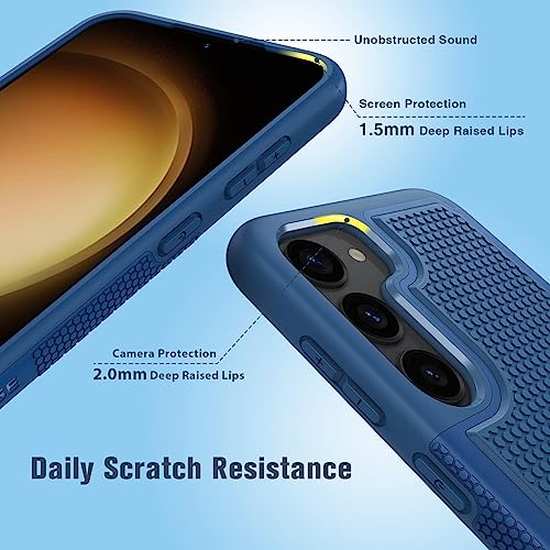 Image of FNTCASE for Samsung Galaxy S23 Case: Dual Layer Heavy Duty Cell Phone Protective Cover Shockproof Rugged with Non-Slip Textured - Military Drop Protection Bumper Tough - 2023, 6.1inch Blue