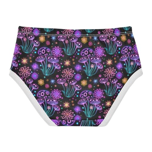Joisal Toddlers Underwear Floral 2t Cotton Cute Panties Girl Fancy Kids Undies Briefs Neon Colorful Mushrooms Black2