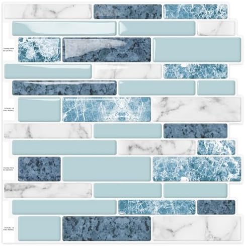 DEWOO Peel and Stick on Self Adhesive Backsplash Wall Marble Tile...